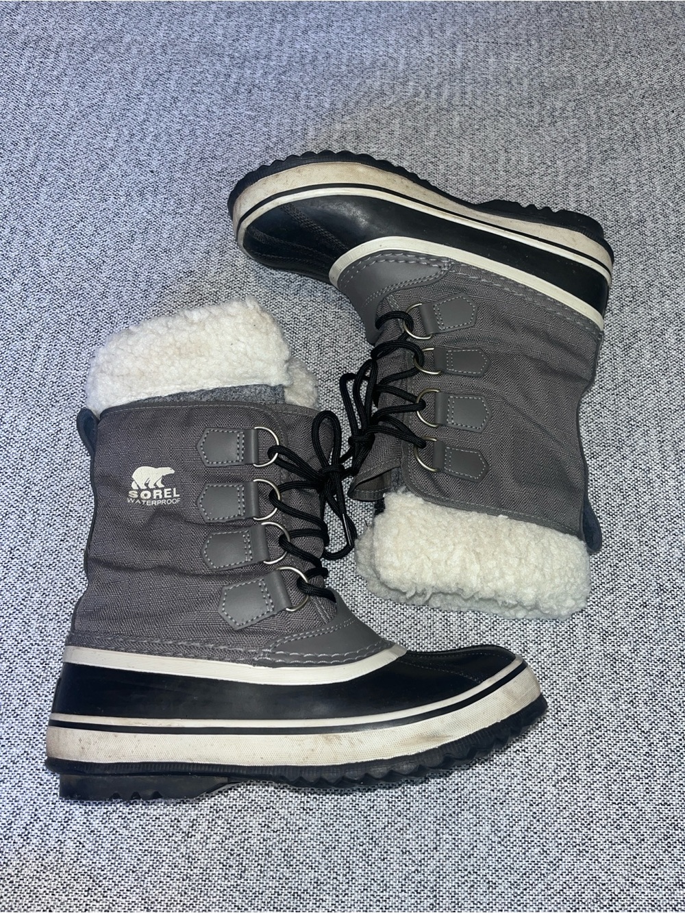 SOREL WOMEN'S CARNIVAL WATERPROOF WINTER BOOT Quarry Grey Snow Fleece size 5